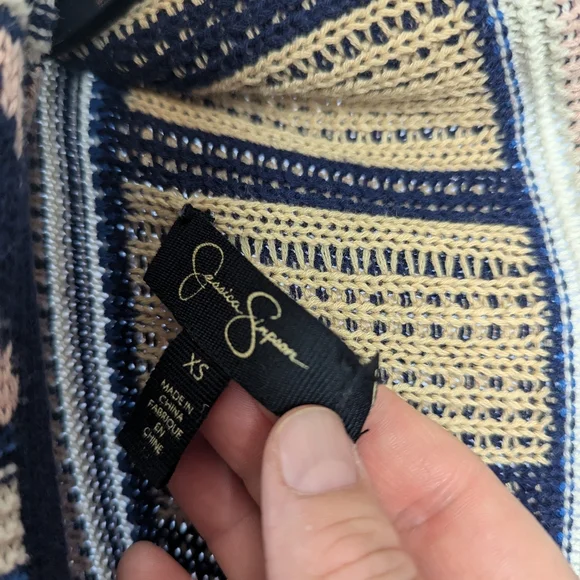 Jessica Simpson Geometric Patterned Open Front Juliane Cardigan - Picture 4 of 7